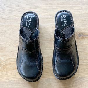 B.O.C. Black leather Madeline mule clogs